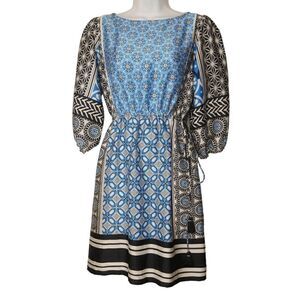 LOFT |  Womens Petite Blue Geometric Pattern Dress Size XXSP